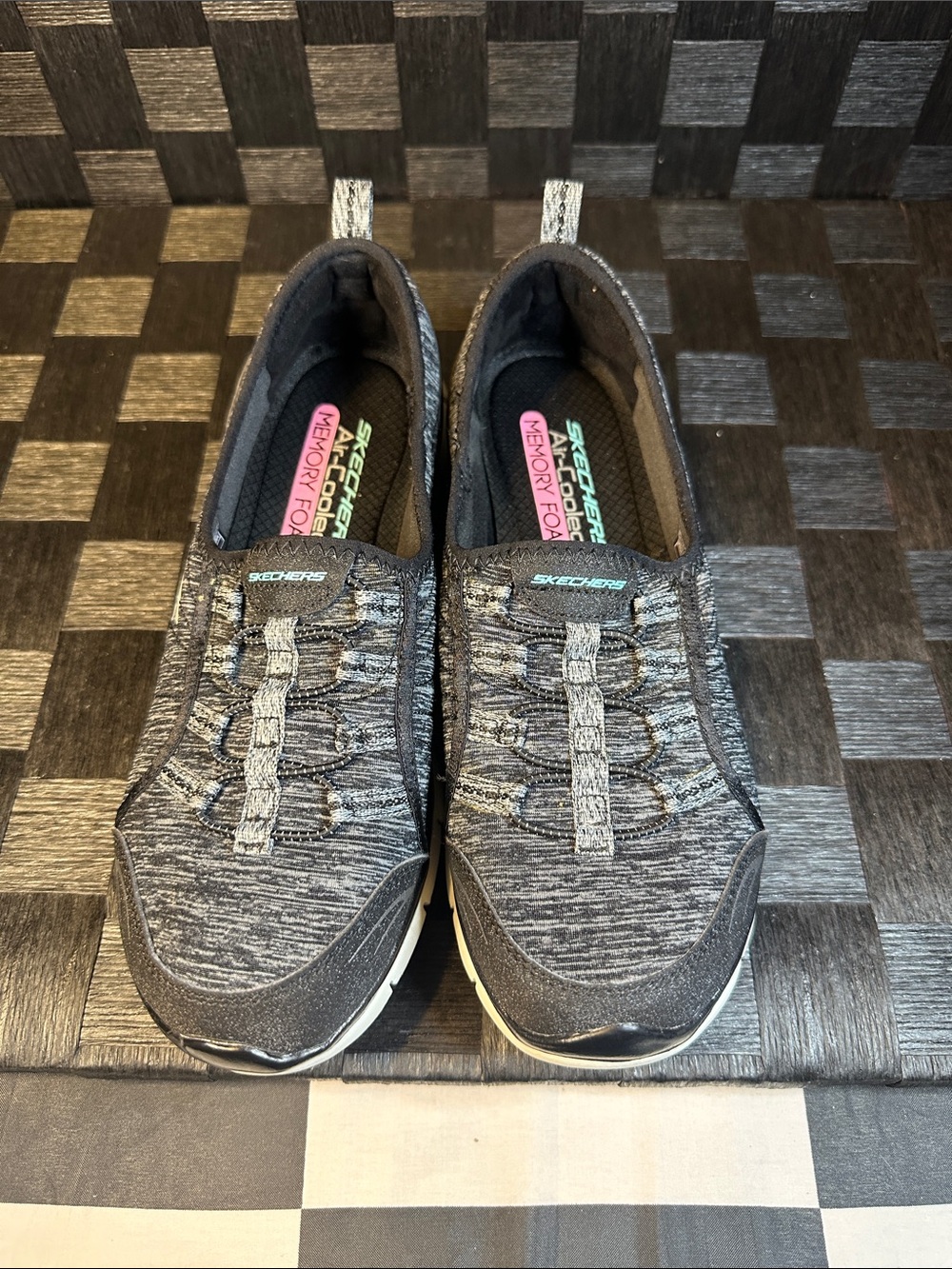 Skechers Women's Black and Gray Slip-On Athletic Sneakers